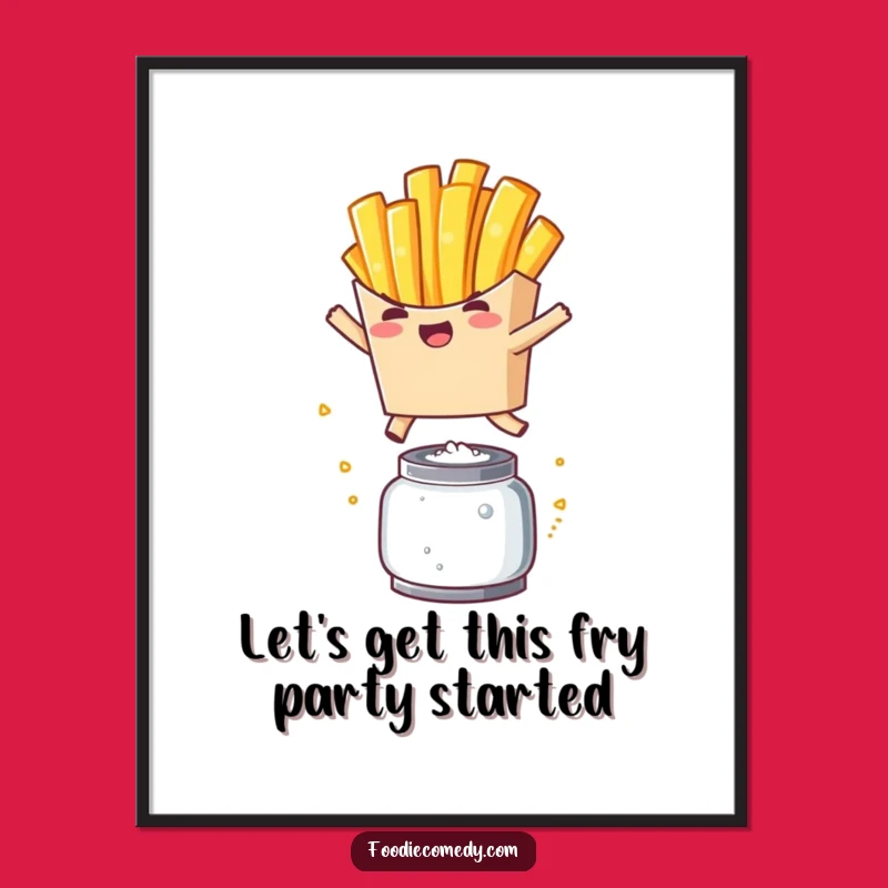 Free Printable Wall Art: Funny Kawaii Fry Leaping Salt Shaker - Downloadable Decor