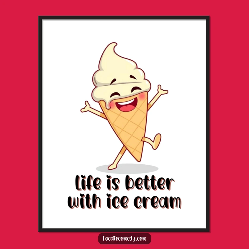 Free Printable Wall Art: Breakdancing Ice Cream, Funky Downloadable Decor, Sweet Treat Art