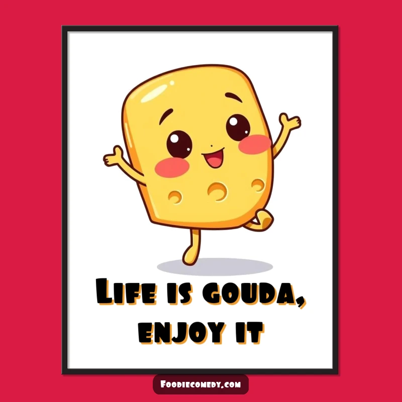 Free Printable Funny Cheese Art: Cheerful Hop Downloadable Wall Decor