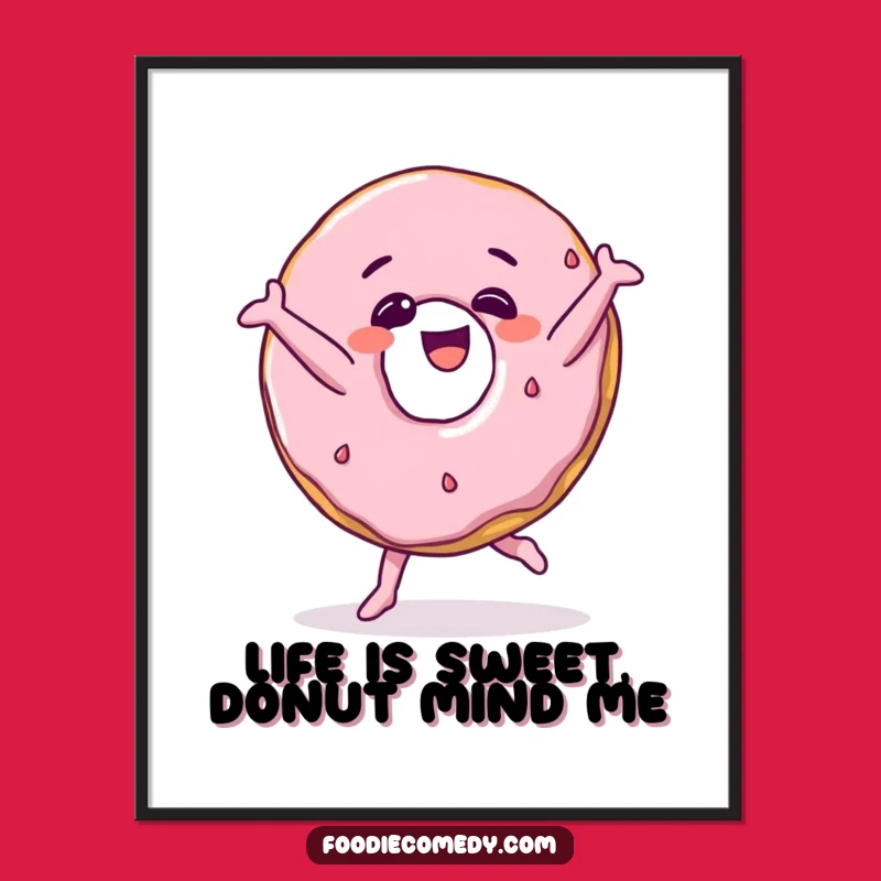 Funny Free Printable Wall Art: Giggling Donut Breakdancing, Downloadable Decor