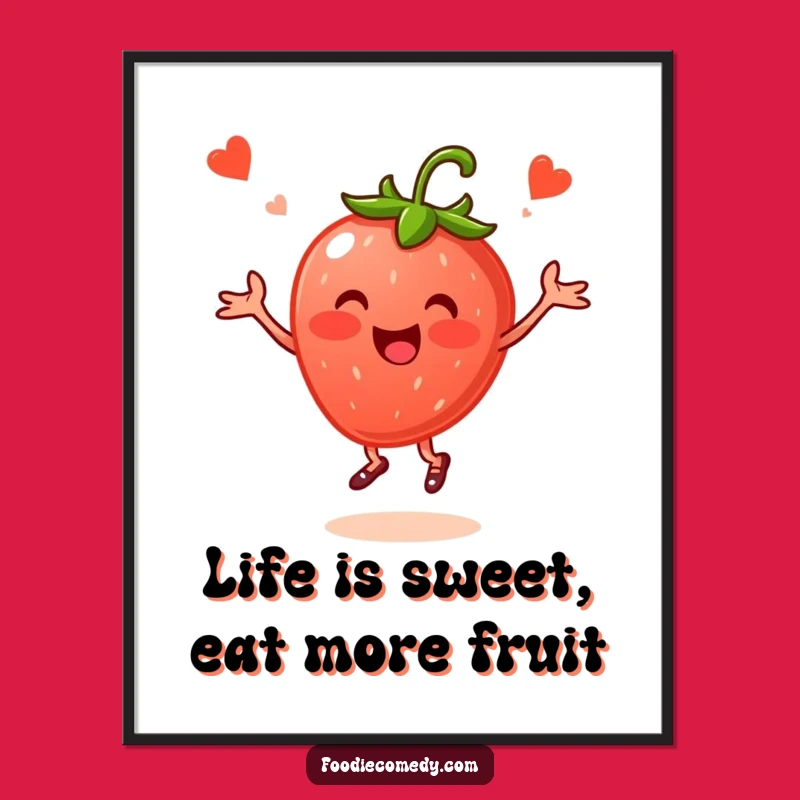 Free Printable Strawberry Dance Wall Art - Cheerful Berry Downloadable Decor Gift