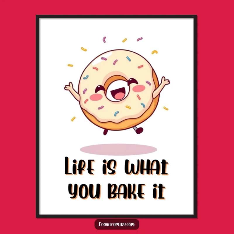 Free Printable Happy Donut Wall Art: Sprinkly Leap, Quirky Downloadable Art