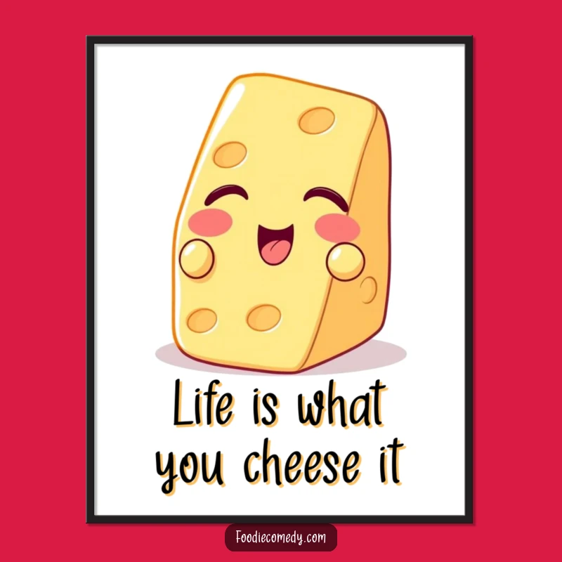 Free Printable Funny Cheese Wall Art: Winking Cracker, Quirky Downloadable Art