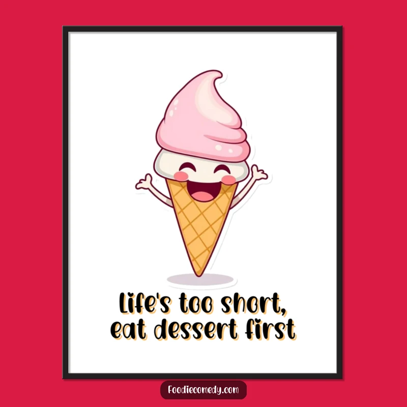 Funny Free Printable Ice Cream Art: Laughing Cone, Funky Shimmy Decor