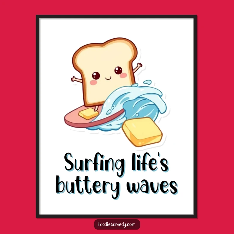 Free Printable Surfing Bread Wall Art - Funny Food Downloadable Art Gift