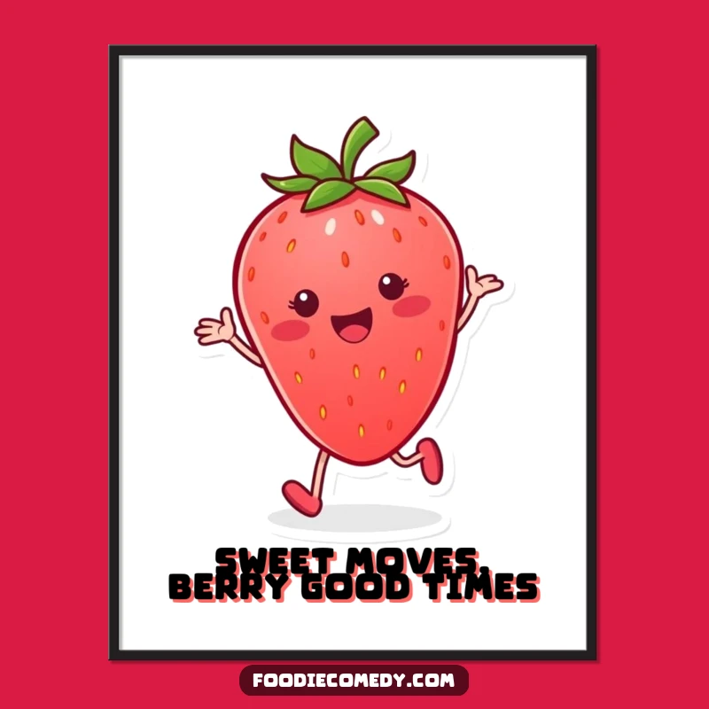 Funny Free Printable Wall Art: Strawberry Tap Dancing, Lively Downloadable Decor