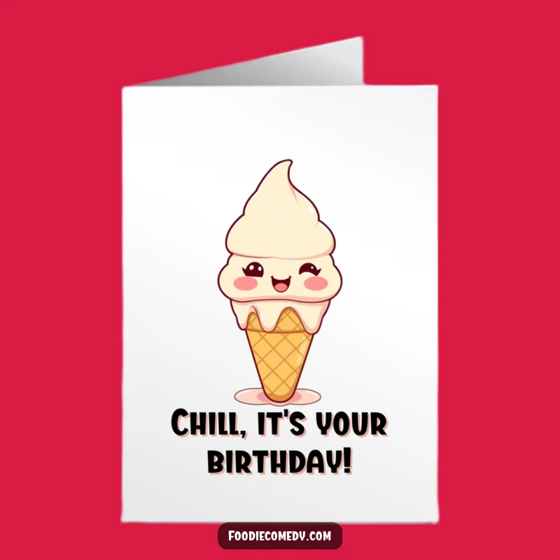 Free Printable Birthday Card: Joyful Melting Ice Cream - Sweet Funny Downloadable Gift for Fun
