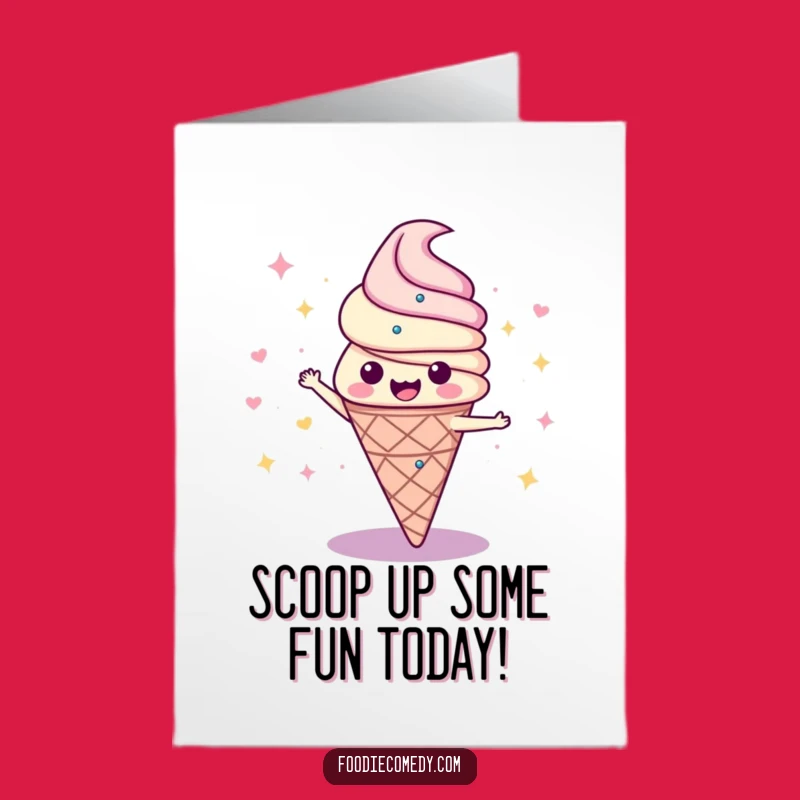 Free Printable Disco Ice Cream Birthday Card: Funny Downloadable Gift for Frozen Treat Lovers