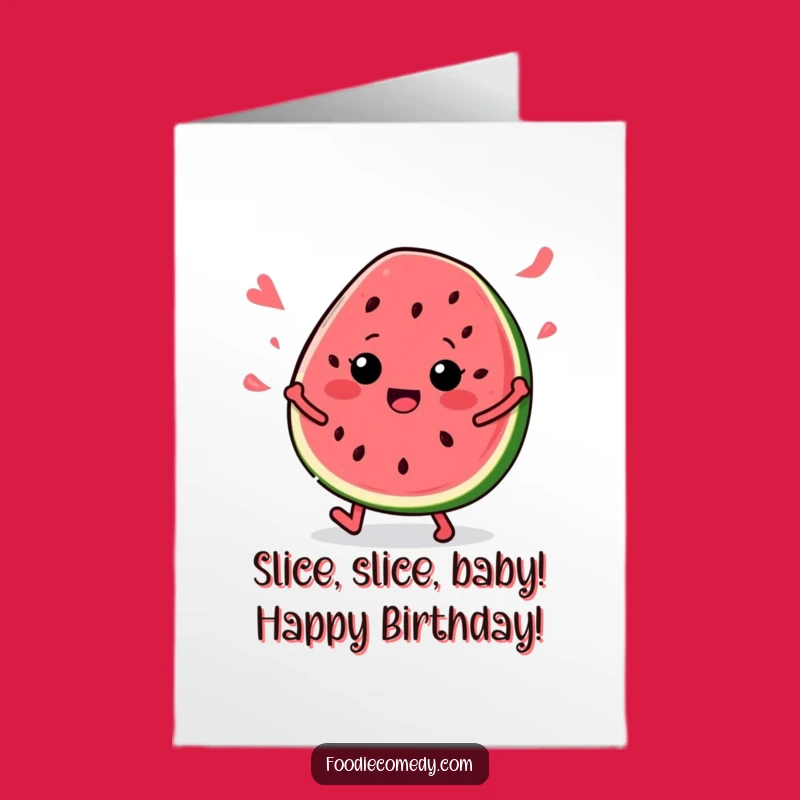 Free Printable Funny Birthday Card: Groovy Watermelon Slice, Downloadable Fun, Print at Home Gift
