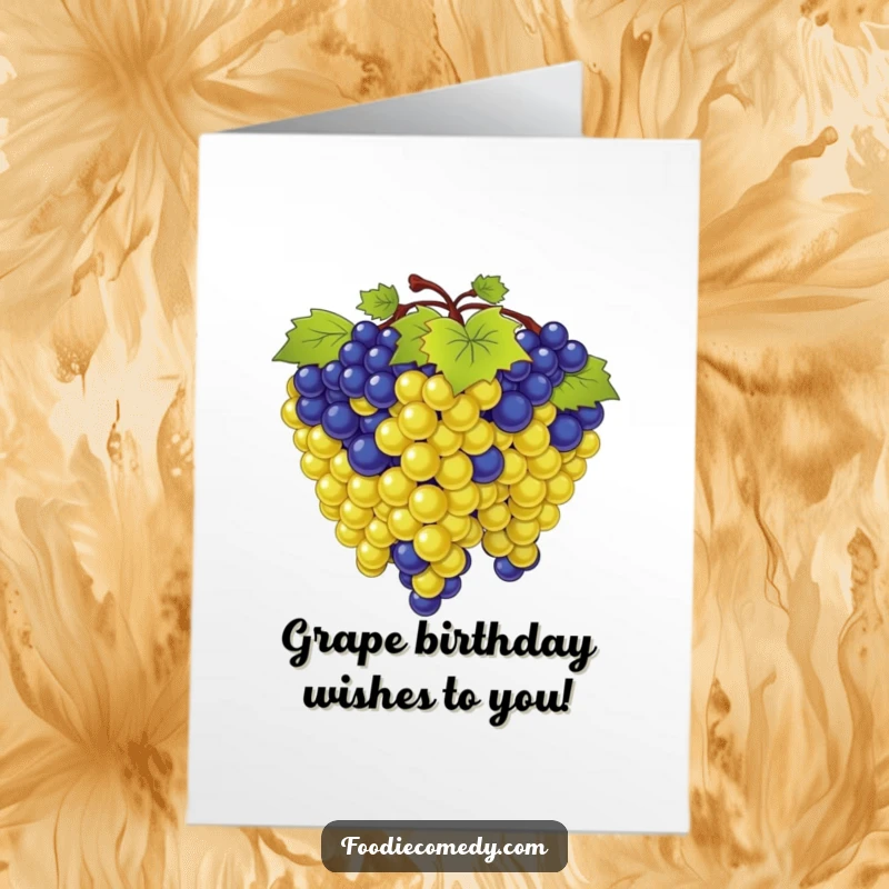 Funny Free Printable Birthday Card: A bunch of grapes swaying energetically in perfect synchronicity with smiles.