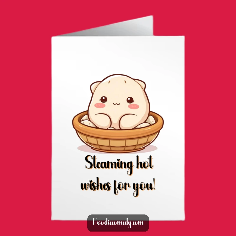 Free Printable Happy Birthday Dumpling Card: Funny Wink Downloadable Gift