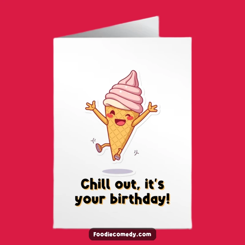 Free Printable Ice Cream Cartwheels Card - Grinning Cone Downloadable Birthday Gift
