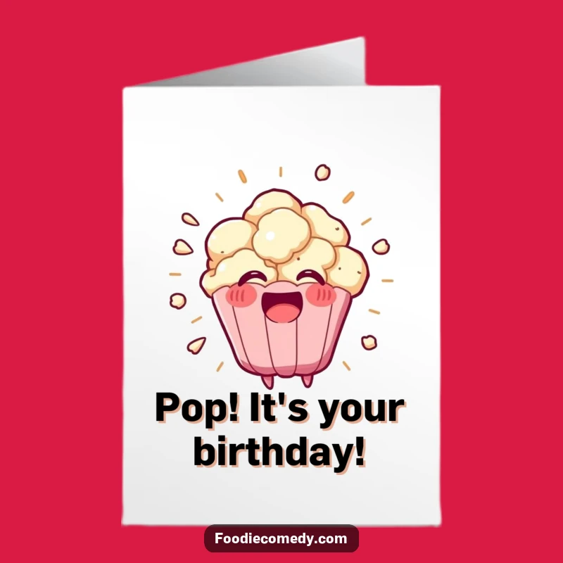 Free Printable Popcorn Birthday Card: Kawaii Explosion, Energetic Downloadable Gift