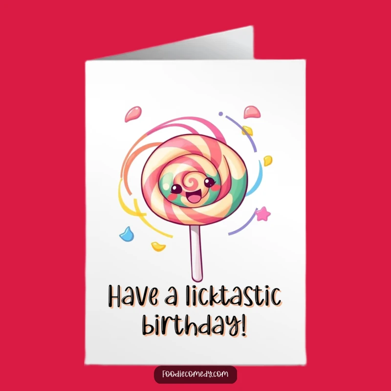 Free Printable Lollipop Birthday Card: Kawaii Swirls, Joyful Spinning Downloadable Gift