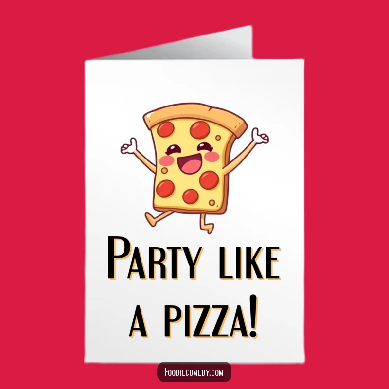 Free Printable Dancing Pizza Birthday Card: Joyful Legs Fun Downloadable Gift