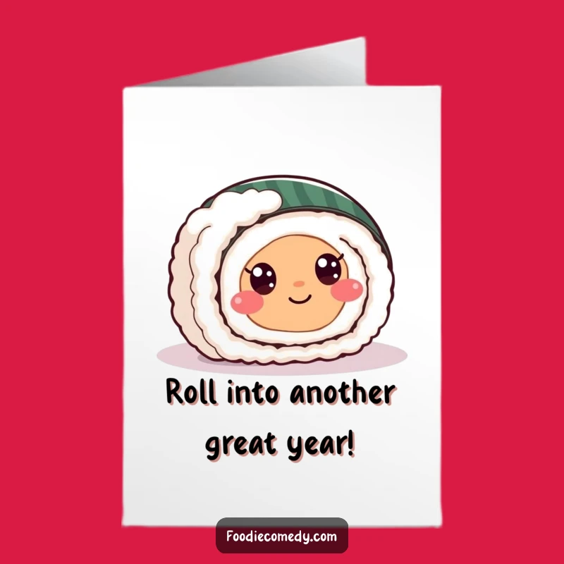 Free Printable Birthday Card: Funny Sushi Roll Sliding Fun Downloadable Gift