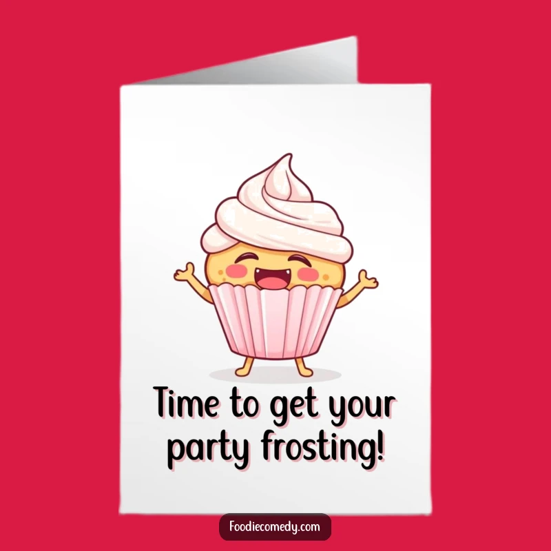 Free Printable Birthday Card: Laughing Cupcake Hopping Fun Downloadable Gift