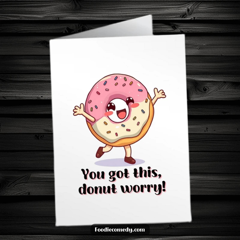 Funny Free Printable Congratulations Card: A donut executing a cool breakdance move, celebrating success with sprinkles.