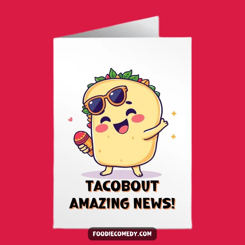 Free Printable Congrats Card: Groovy Taco Celebration for a Fiesta Downloadable