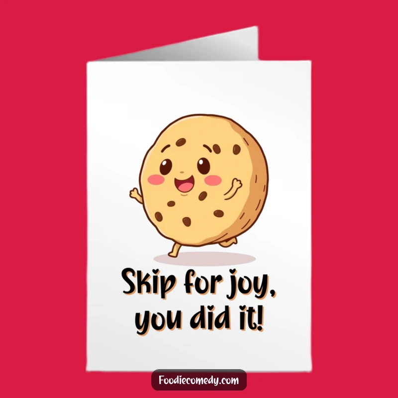 Free Printable Congrats Card: Smiling Cookie Skip Greeting, Perfect DIY Downloadable Gift!