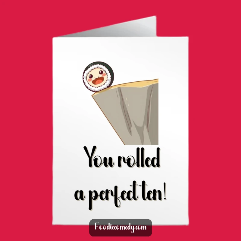 Free Printable Congrats Card: Sushi Cliff Dive, Downloadable Hilarious Art