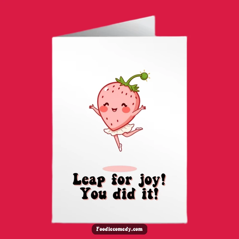 Free Printable Congrats Card: Strawberry Ballet Star, Joyful Downloadable, Print at Home Triumph