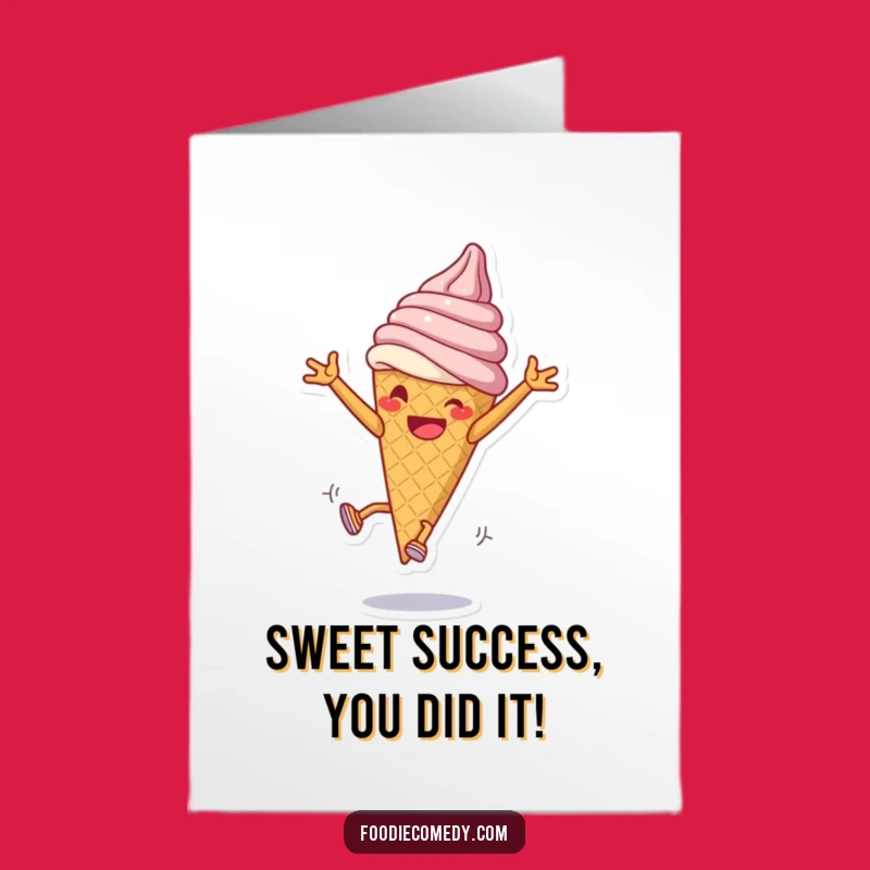 Free Printable Ice Cream Cartwheels Card - Grinning Cone Congratulations Downloadable Gift