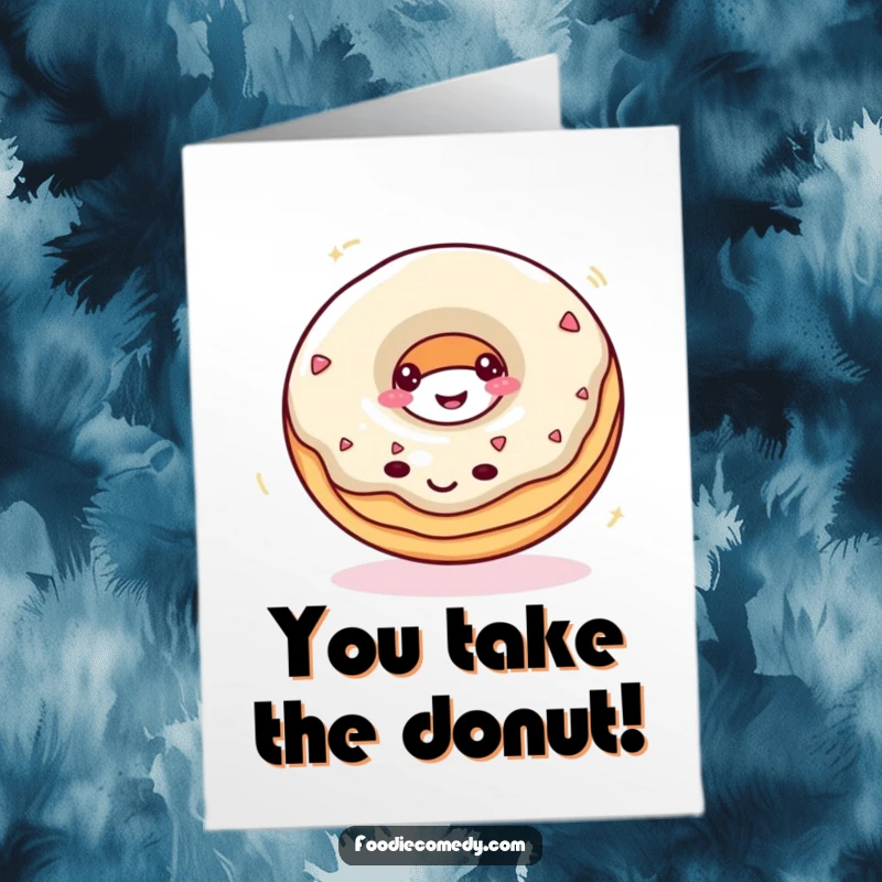 Funny Free Printable Congratulations Card: A happy donut spinning rapidly, cheering for your success with sprinkles and smiles.