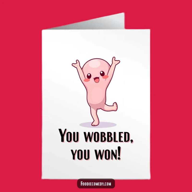 Free Printable Congrats Card: Wobbly Jelly Handstand Funny Downloadable Gift