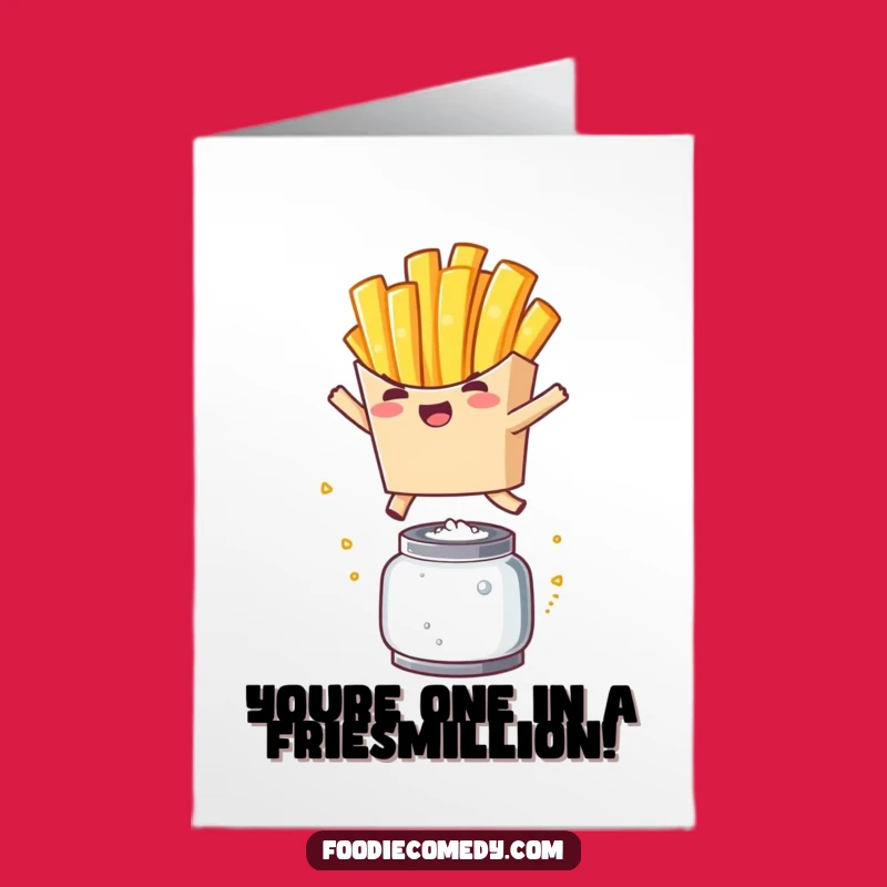 Free Printable Congrats Card: Kawaii Fry Leaping Salt Shaker - Funny Downloadable Gift