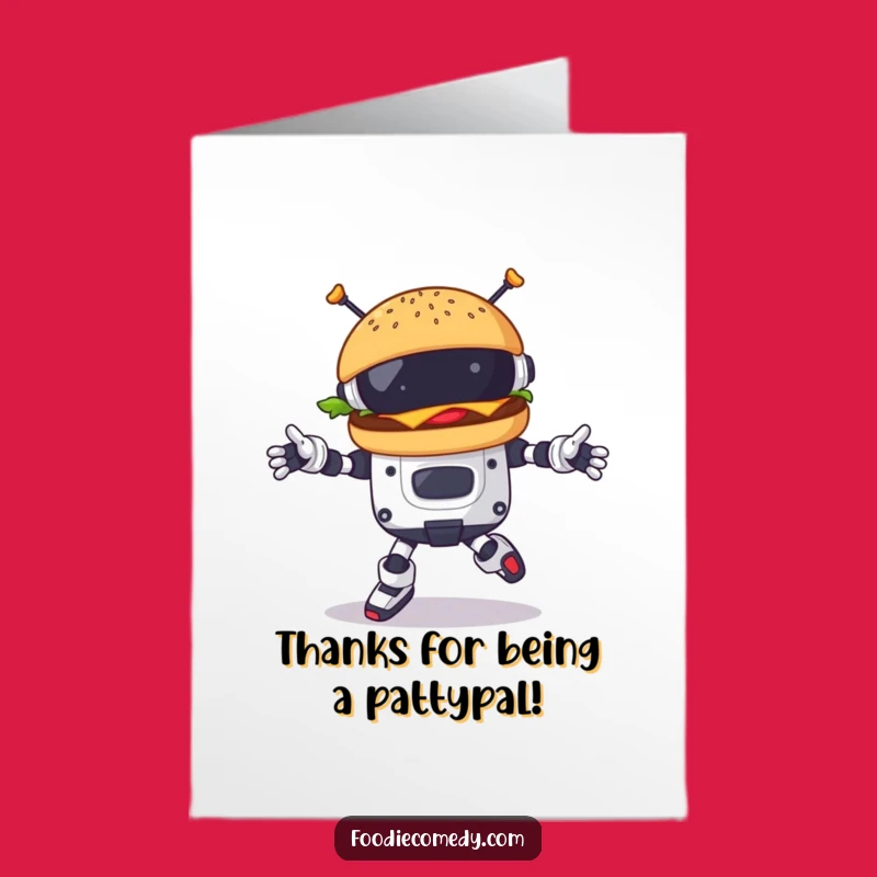 Free Printable Burger Robot Card: Funny Thank You Downloadable Gift