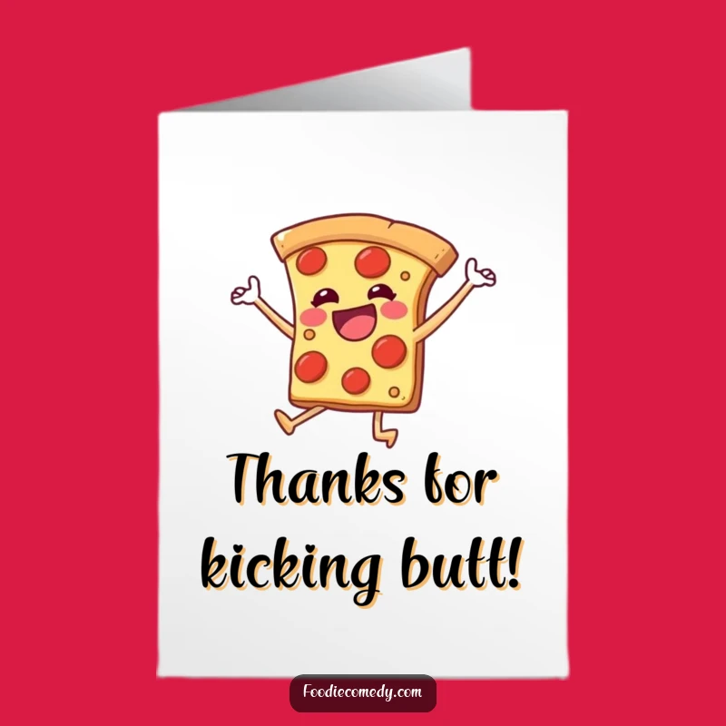 Free Printable Dancing Pizza Thank You Card: Joyful Legs Downloadable Gift
