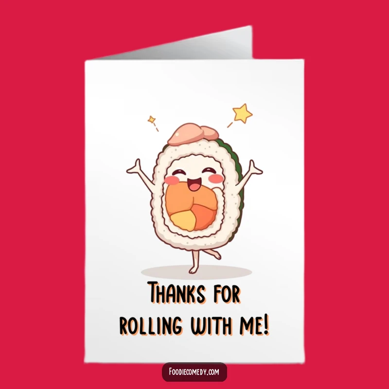 Free Printable Funny Sushi Ballet Thank You Card - Adorable Downloadable Expressing Gratitude