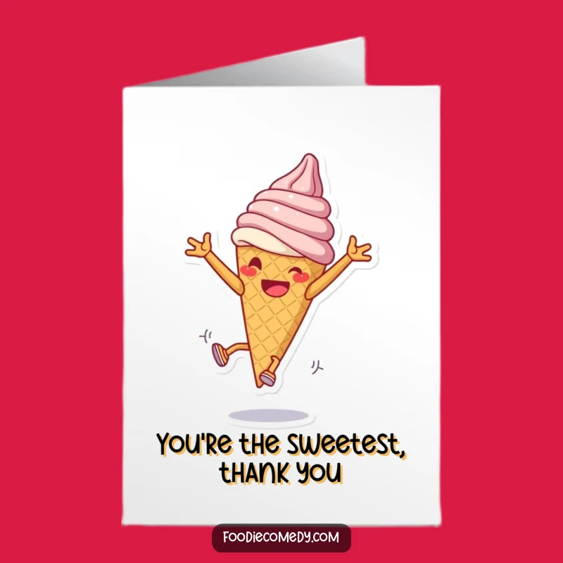 Free Printable Ice Cream Cartwheels Card - Grinning Cone Thank You Downloadable Gift