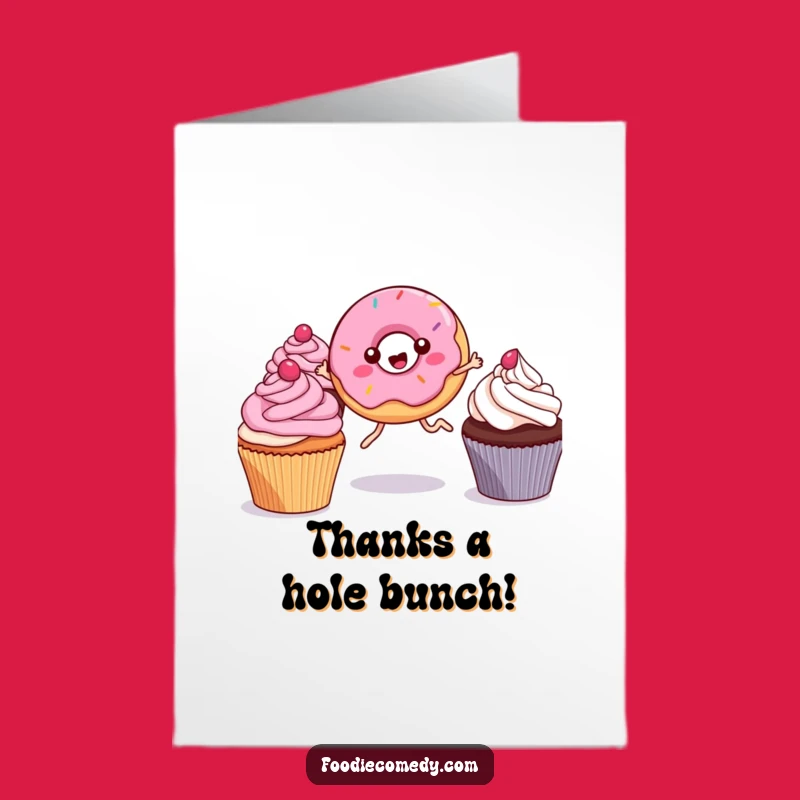 Free Printable Thank You Card: Kawaii Donut Expresses Gratitude, Funny Downloadable Gift for Thanks!