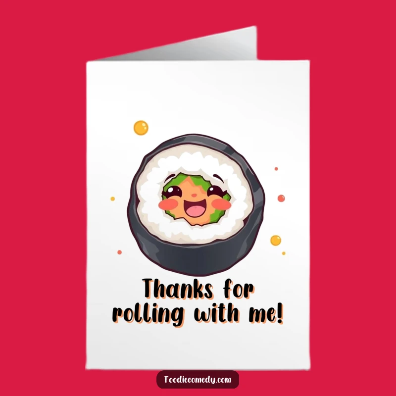 Free Printable Thank You Sushi Roll: Funny Twirling Card, Downloadable Gift for Your Gratitude