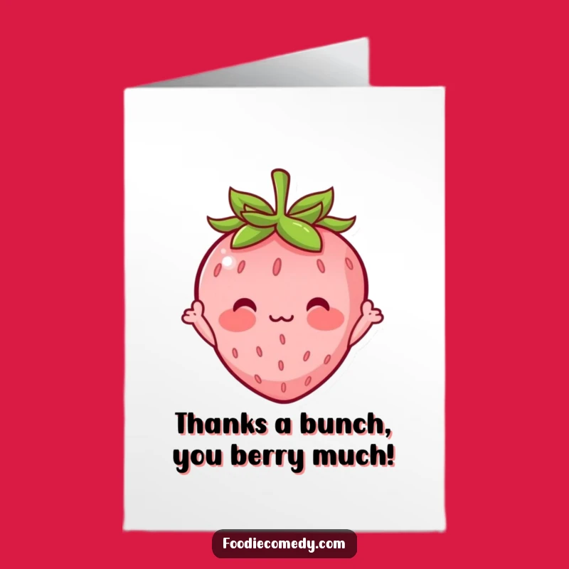 Free Printable Shy Strawberry Thank You Card - Cute DIY Downloadable Gift