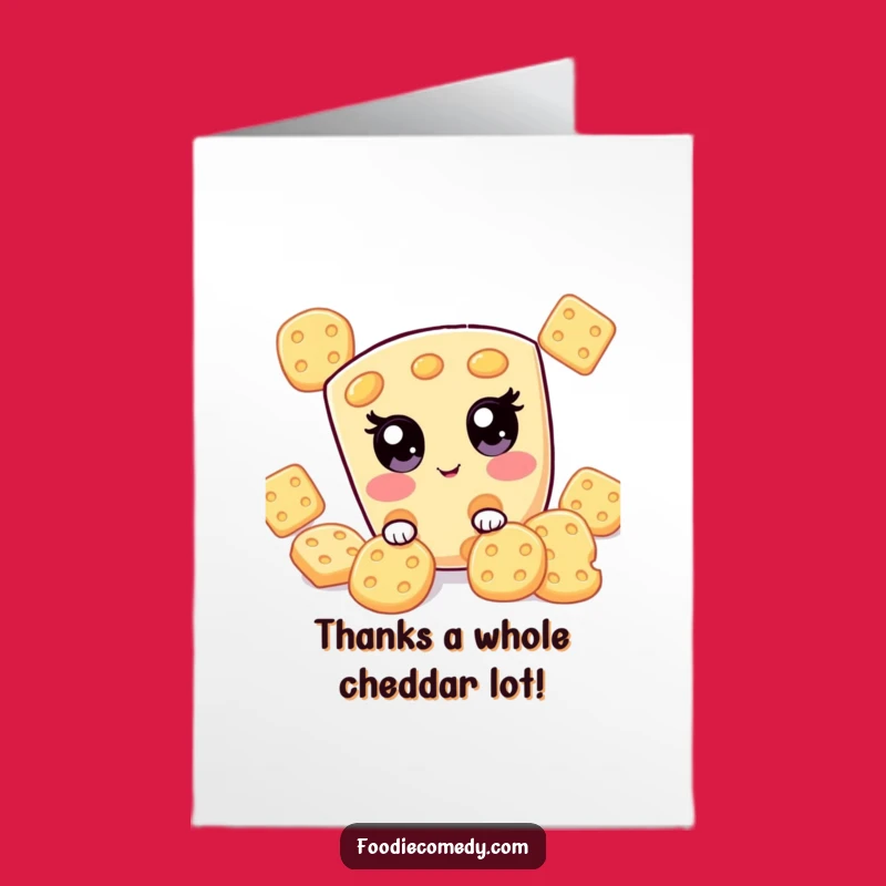 Free Printable Cheese Thank You Card: Kawaii Hide-and-Seek Slice, Downloadable Gratitude