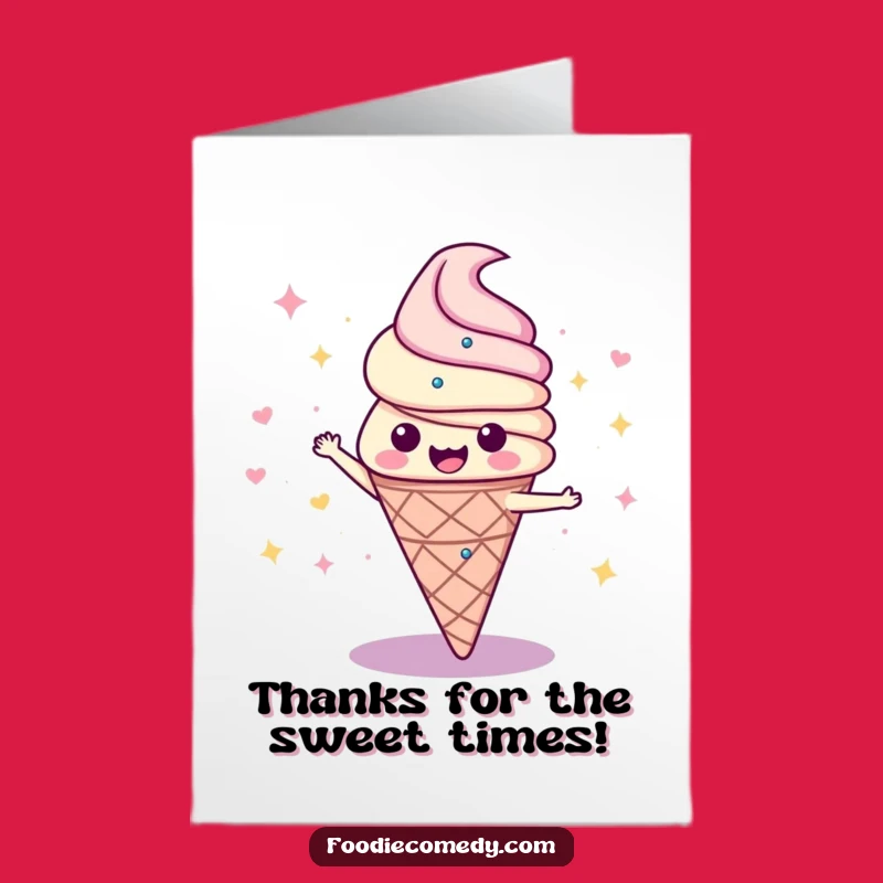 Free Printable Disco Ice Cream Thank You Card: Groovy Downloadable Gift for Expressing Gratitude
