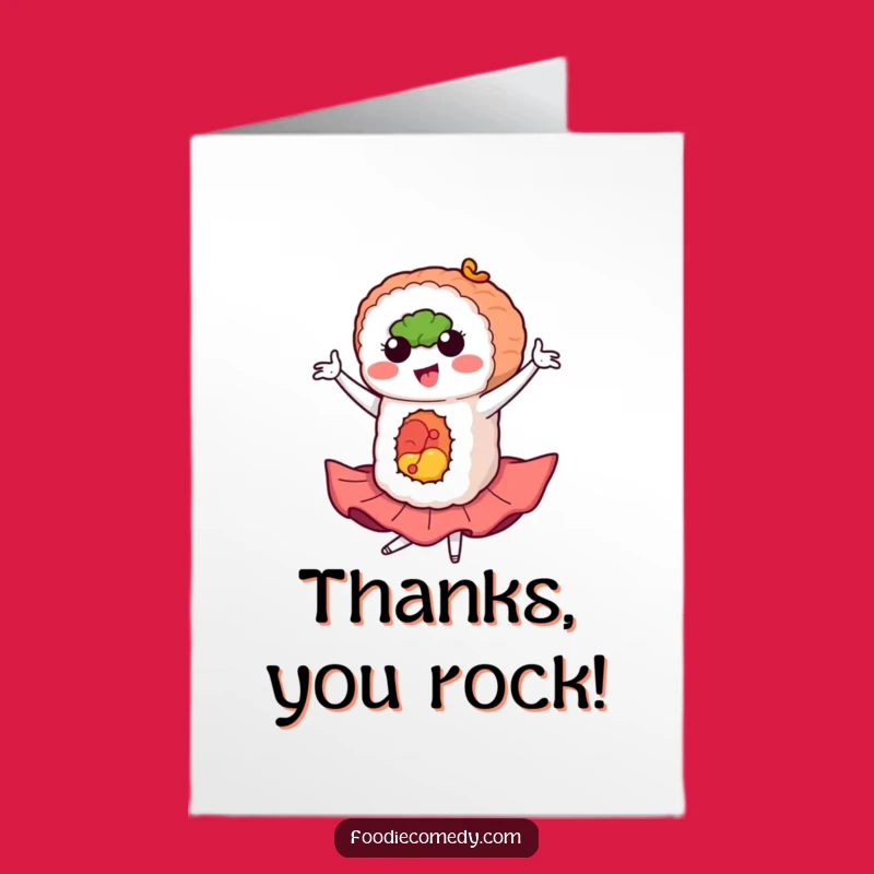 Free Printable Flamenco Sushi Thank You Card - Funny Downloadable Gift for Thankful Vibes!