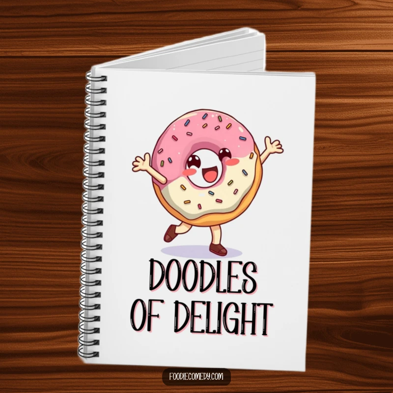 Funny Donut Notebook: A lined notebook cover with a cheerful donut breakdancing, ideal for journaling and note-taking.