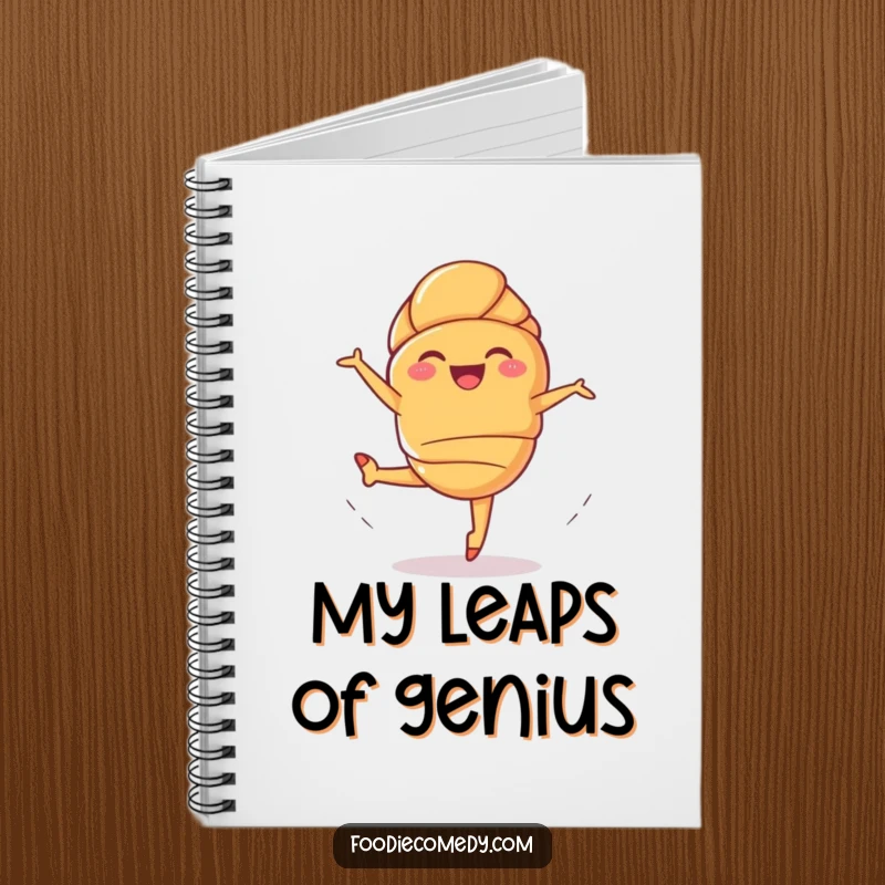 Funny Giggling Croissant Notebook: A pastry mid-ballet leap adorns this notebook, perfect for humorous note-taking.