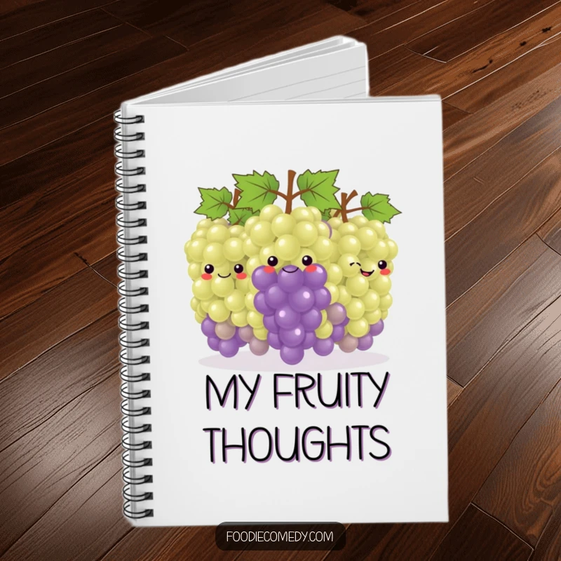 Funny Grape Conga Notebook: A notebook with a happy bunch of grapes in a conga line, perfect for jotting down party ideas.