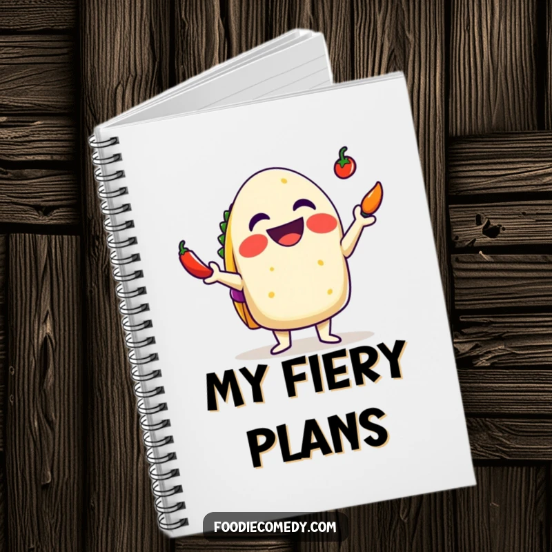 Funny Taco Notebook: A delighted taco with a big grin juggling tiny chilis, inspiring spicy notes and fiesta ideas.