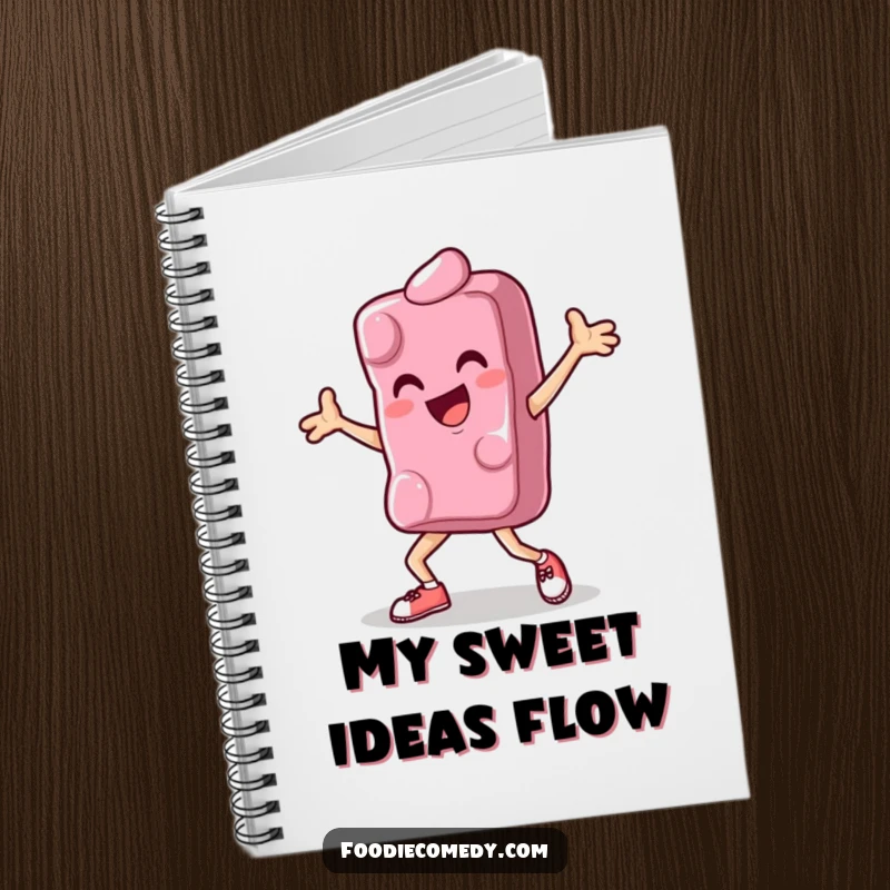 Funny notebook cover designed with a candy executing a breakdance move, inspiring energetic and sweet note-taking.