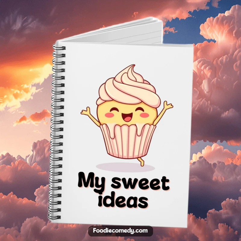 Funny Cupcake Notebook: A cheerful cupcake with dripping frosting doing a jig, inspiring sweet notes and joyful ideas.