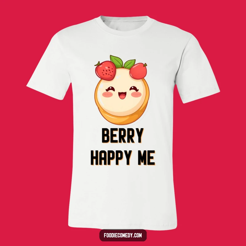 Funny Blushing Fruit Tart T-Shirt - Cute Dessert Cartoon Apparel