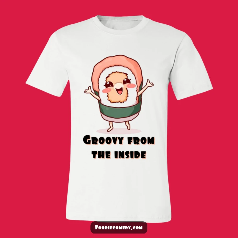 Funny Sushi Roll Groovy Dance T-Shirt: Wiggling Character Apparel for Humorous Style