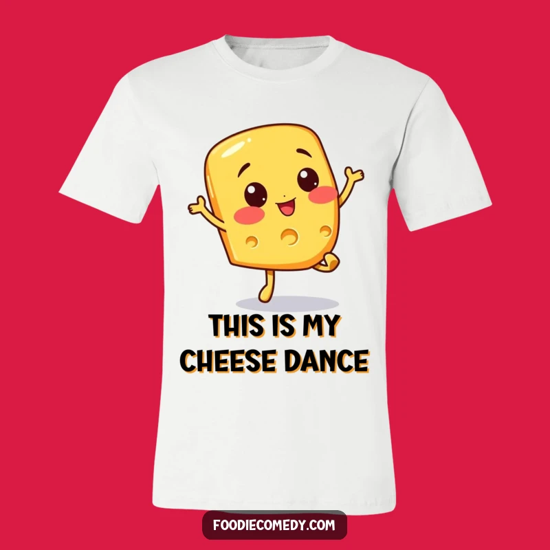 Funny Cheesy Hop T-Shirt - Cheerful Cheese Slice Doing a Bouncy Hop Tee