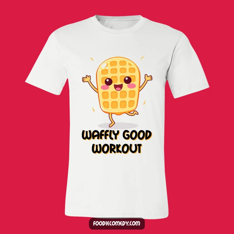 Funny Happy Waffle Aerobics T-Shirt - Fun Breakfast Workout Tee